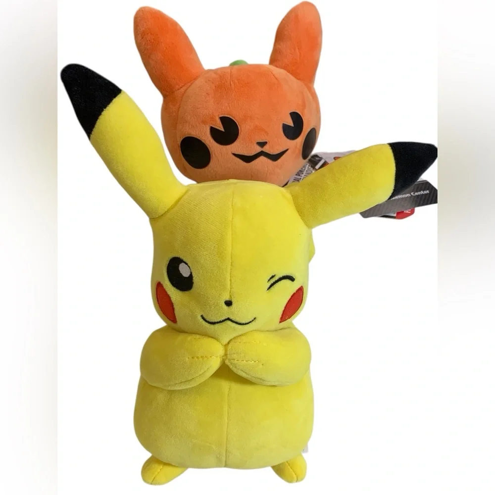 Pikachu 2023 & Pumpkaboo 2015 Plush Plushies W/ 50 Free Pokémon‎ Cards
